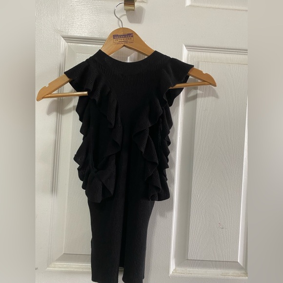 H&M Black Ribbed Racerback Ruffle Tank Top - Size XS - EUC - Picture 8 of 9